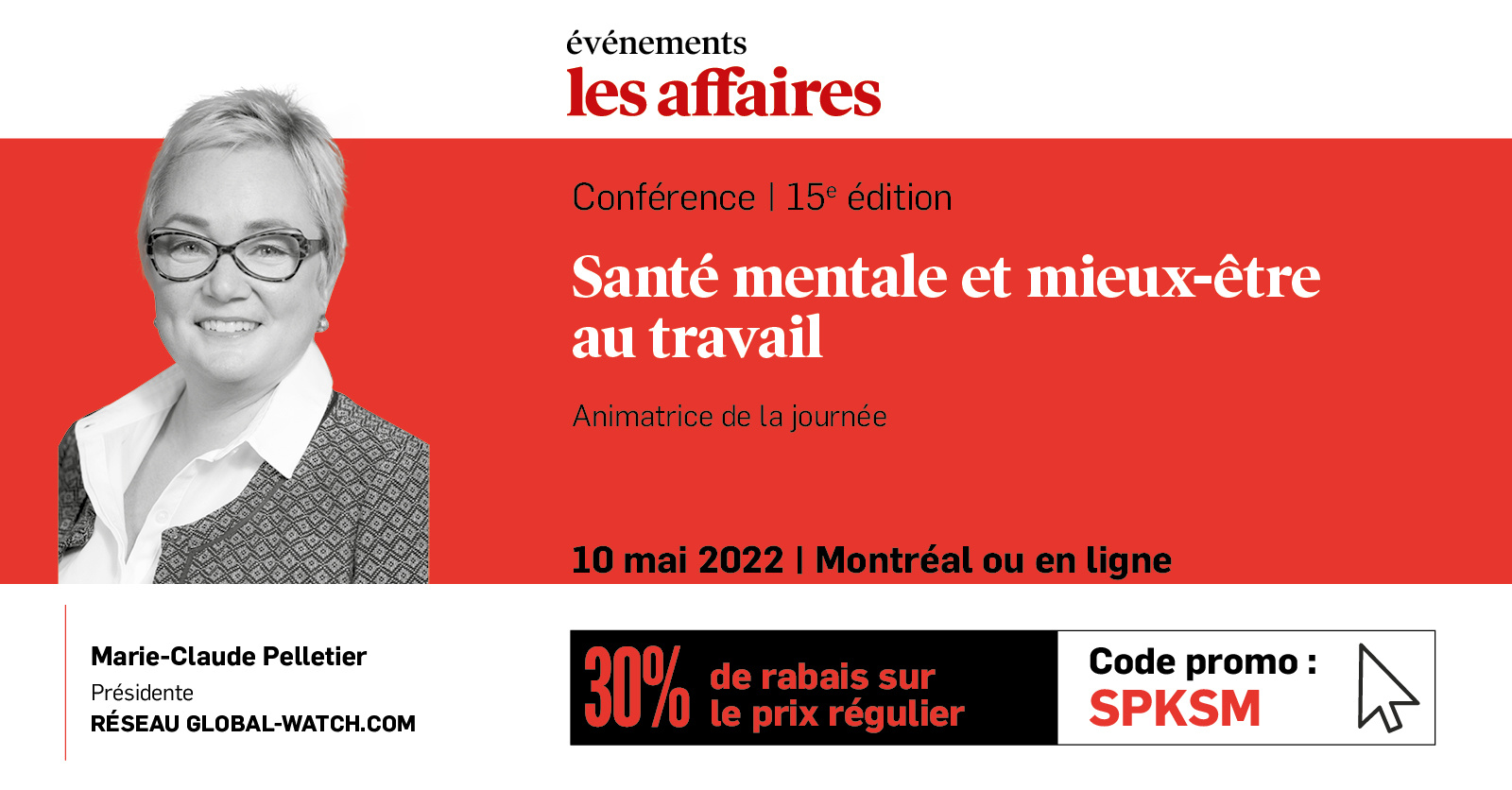 Marie-Claude Pelletier animera la conférence Les Affaires : Santé mentale et mieux-être au travail le 10 mai 2022