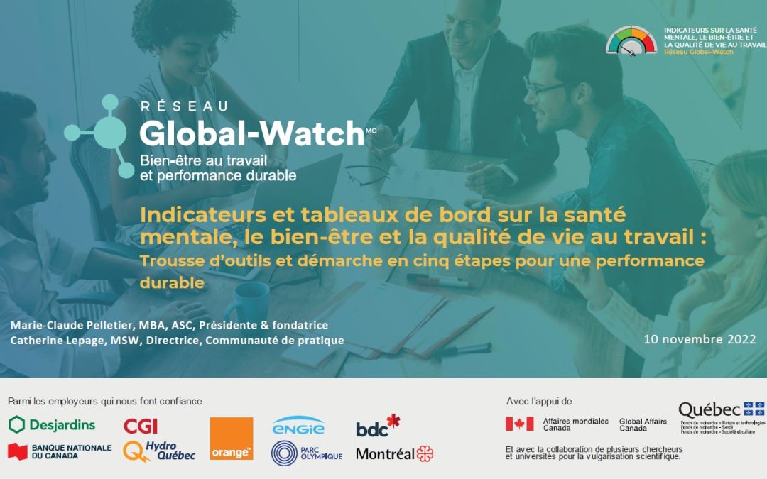 Compte-rendu et rediffusion du Webinaire Global-Watch – 10 novembre 2022 : Indicateurs et tableaux de bord sur la santé mentale, le bien-être et la qualité de vie au travail